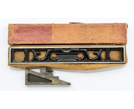 Clockmaker's tools Sterrett 12” iron level No132 in original box, and a Sterrett No 246 planer gauge.