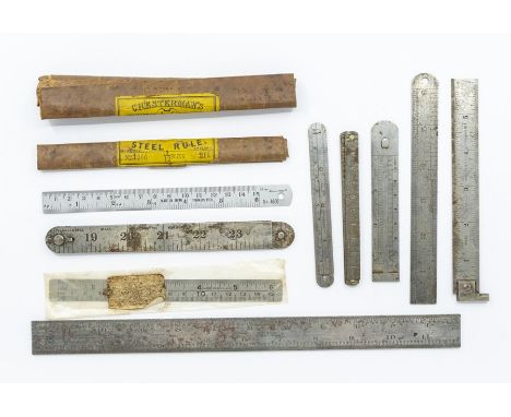 Clockmaker's tools Assorted Steel rulers by Starrett USA, Chestermans of Sheffield. Two in original wrapping.
