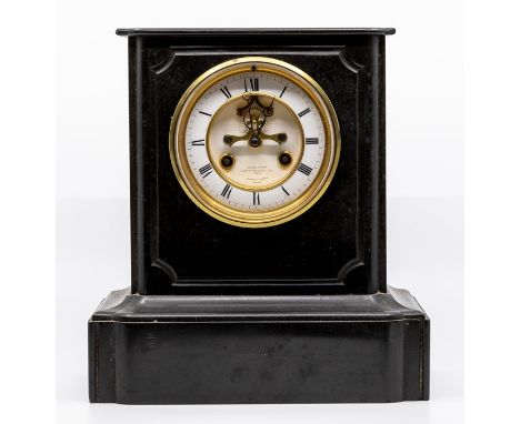 French Slate Mantel Clock by Le Roy & Fils of Paris. Serial number 6003 stamped on movement and pendulum.     Skeletonised es