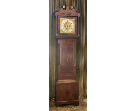 Longcase clock "Richard Watkin". Eight-day movement in oak and mahogany case with brass inla