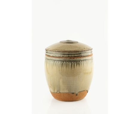 Richard Batterham (b.1936) Storage jar and cover ash glaze 30cm high.