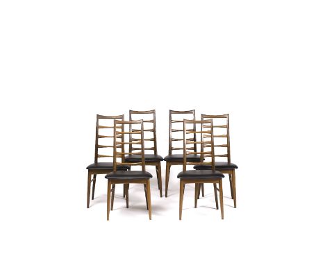 Niels Koefoed for Koefoeds Mobelfabrik Set of six 'lis' chais teak, ladder backs stamped manufacturer's mark 95cm high (6).