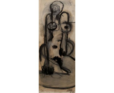 Philip Kelly (1950-2010) Seated Nude, 2004 signed and dated (lower right) mixed media on canvas laid on board 69cm x 27cm. Pr