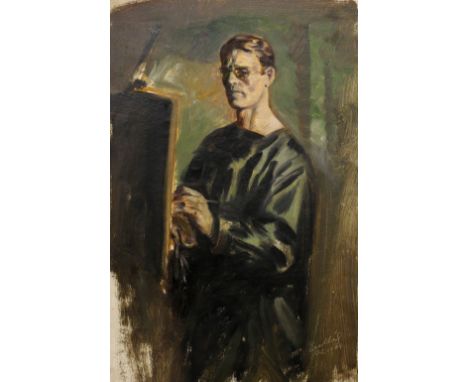Oliver Gilmore Brabbins (1912-1973) Self Portrait, 1944 signed and dated (lower right) oils on paper 51m x 35cm, unframed.