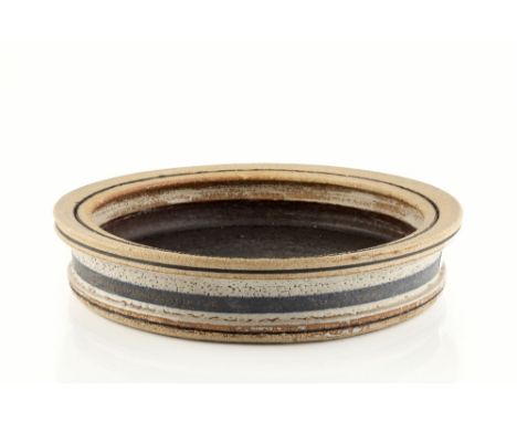 Robin Welch (b.1936) Bowl with blue band to the outside signed 34.4cm diameter.