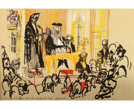 Feliks Topolski (1907-1989) Delivery of the Pyx Verdicts at Goldsmiths Hall, 1st May 1981 132/175, signed and numbered in pen