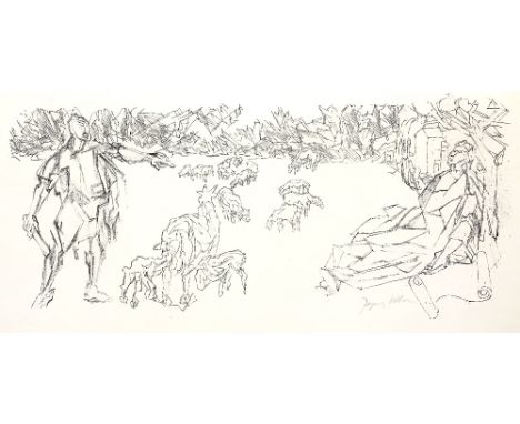 Jacques Villon (1875-1963) Shepherd signed in pencil (lower right) lithograph 22cm x 48.5cm.