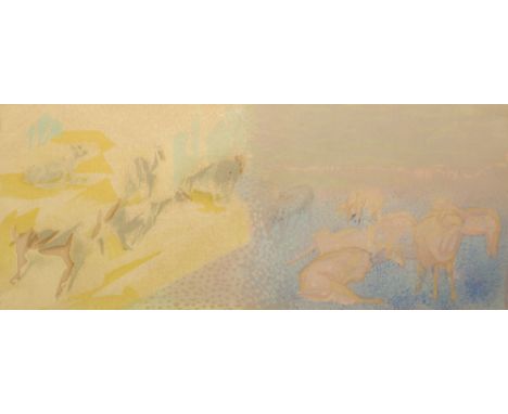 Jacques Villon (1875-1963) 'Il Bucoliques' signed in pencil lithograph on BFK Rives paper 37cm x 56cm.