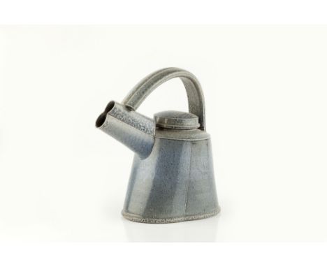 Walter Keeler (b.1942) Teapot  salt glazed, with double barrel spout impressed potter's seal 23.5cm high, 21cm across.