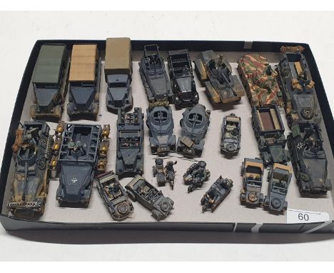 A selection of built and painted scale models of German WW2 vehicles 