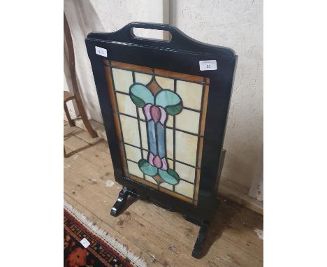 A handmade leaded glass firescreen/coffee table, shipping unavailable 
