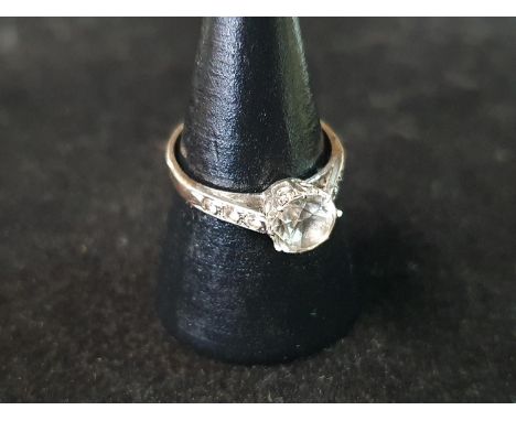A antique 9ct white gold ring with CZ stone size N gross weight 2.37g 