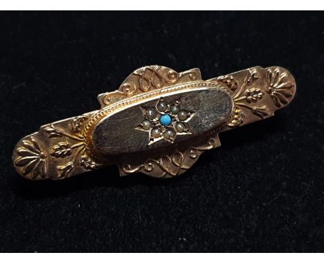 A antique 9ct gold hallmarked for Chester bar brooch 3.23g 