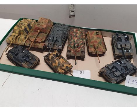 A selection of built and painted scale models of German WW2 tank destoryers 