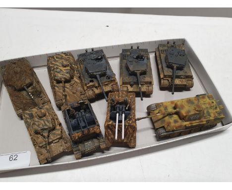 A selection of built and painted scale models of German WW2 tanks 