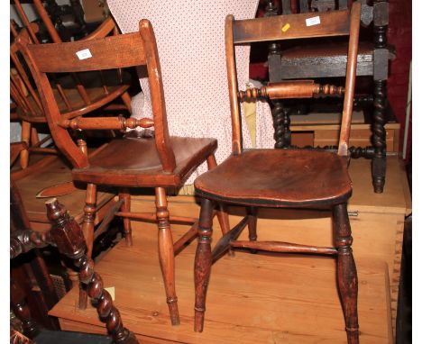 Two 19th century Oxford bar back chairs with panel seats