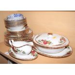 An Ironstone Washington pottery "English Rose" pattern part dinner service with five Johnson