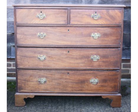 A Georgian mahogany chest of two short and three long graduated drawers, on bracket feet, 43" wide