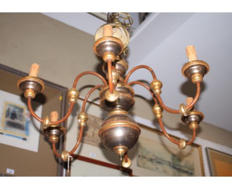 *A 17th century style painted wood six-branch ceiling light&nbsp;&nbsp;*Please note this lot is also subject to 20% VAT on th