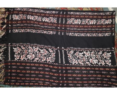 An Ikat panel with leaf and stripe design from Savu, Indonesia, 91" x 62"