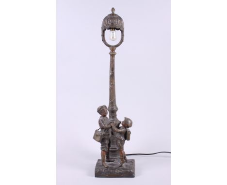 Ruffony: a bronzed table lamp, "Premier Cigarette", 23" high