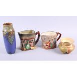 A Royal Worcester blush ivory vase, decorated green and orange leaves, 4" high, a Royal Doulton