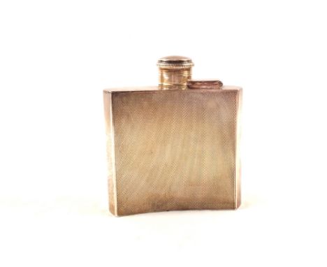 An engine turned silver hip flask, Birmingham 1933