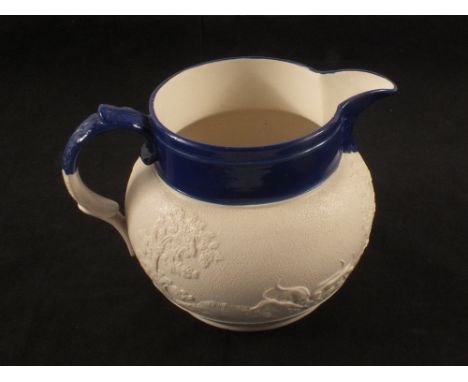 A 19th Century Spode stoneware jug with relief hunting scenes