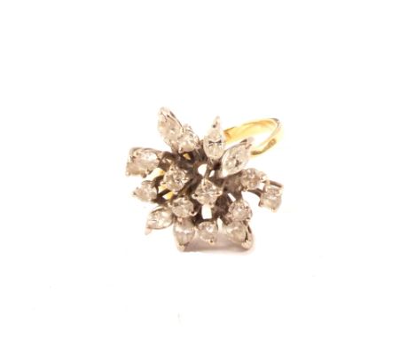 An 18ct gold diamond cluster ring, size J