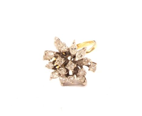 An 18ct gold diamond cluster ring, size J