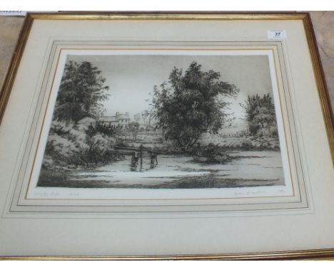 Aiden Kirkpatrick etching of Langley Dike, 11" x 16"