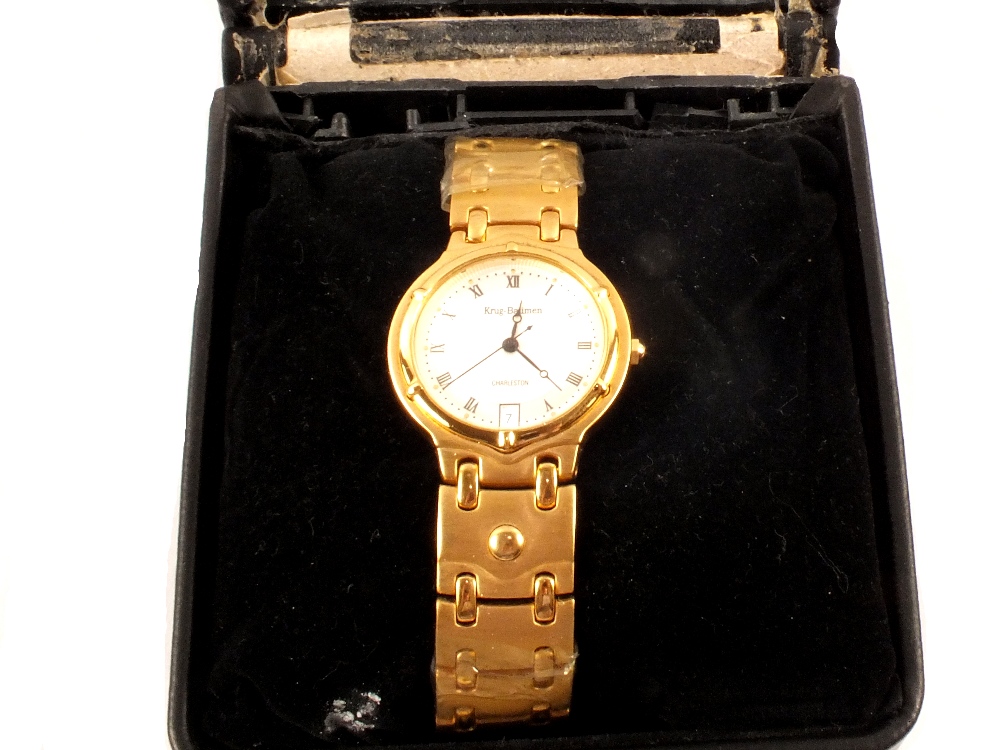 An 18ct gold electroplated KrugBaumen Charleston gents wristwatch