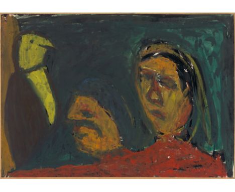 (See English version below)Peter Herrmann (Großschönau 1937 – lebt in Berlin). Tête-à-tête. 1988Gouache und Tusche auf Bütten