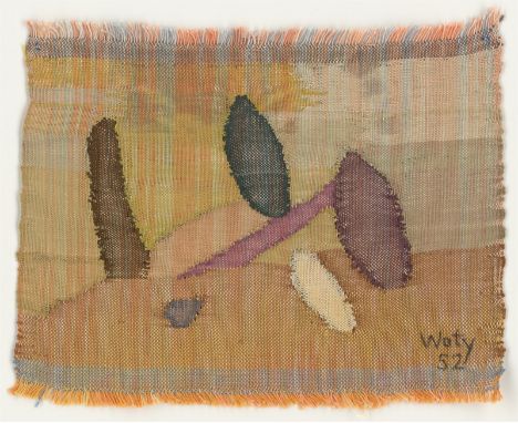 (See English version below)Woty Werner (Berlin 1903 – 1971 Nürnberg). „Kleine Weberei Nr. 9“. 1952Bildwirkerei aus Seide, Wol