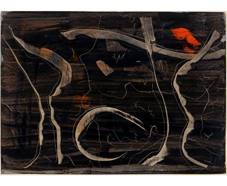 (See English version below)Theodor Werner (Jettenburg/Württemberg 1886 – 1969 München). Ohne Titel. 1959Mischtechnik auf Scho