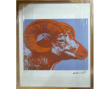 ANDY WARHOL 'Ram', lithograph, with Leo Castelli blue stamps verso, and George Israel editeur embossing lower left, from an e