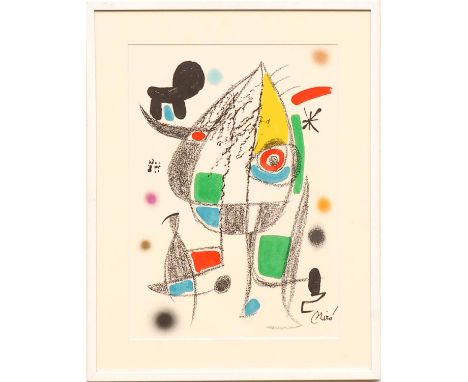 JOAN MIRO, lithograph, suite: Maravillas con variaciones acrosticas 1975 ref Poligrafa, 50cm x 35cm, framed and glazed.