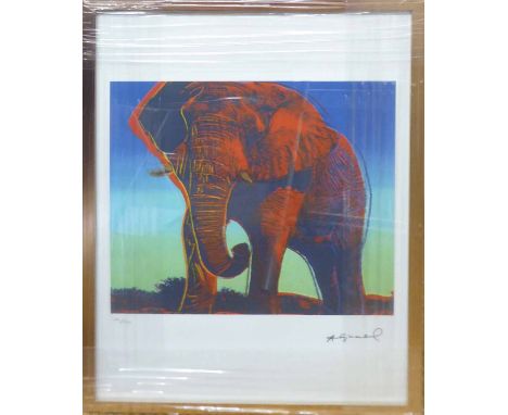 ANDY WARHOL 'Elephant', lithograph, with Leo Castelli blue stamps verso, and George Israli embossing lower left, from an edit