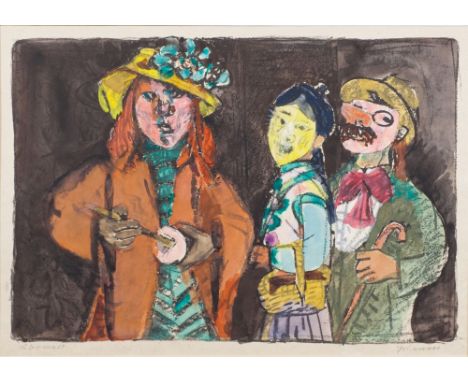Willem Grimm (Darmstadt-Eberstadt 1904 - Hamburg 1986). Die Chinesin. Handkolorierte Lithographie, 27 x 39 cm, r. u. mit Blei