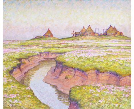 Heinrich Blunck-Heikendorf (Kiel 1891 - Kiel 1963). Die Warften auf Gröde. Öl/Lw., 60,5 x 70,5 cm, l. u. sign. H. Blunck, ver