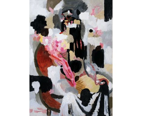 Karl Kluth (Halle/Saale 1898 - Hamburg 1972). Sitzender Akt mit Tuch. 1959. Öl/Hartfaser, 140 x 100 cm, r. u. monogr. und dat