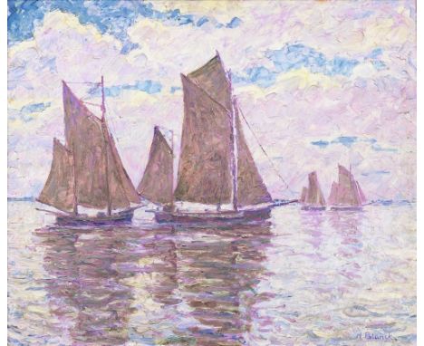 Heinrich Blunck-Heikendorf (Kiel 1891 - Kiel 1963). Auslaufende Krabbenfischer in Tönning. 1931. Öl/Lw., 60,5 x 70,5 cm, r. u