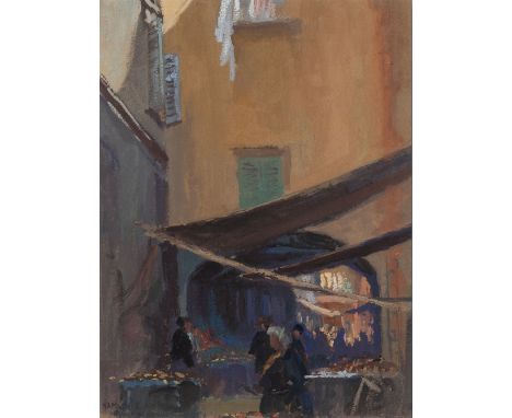 Robert Schmidt-Hamburg (Berlin 1885 - Laboe 1963). Straße in Neapel. Vor 1914, Gouache, 28 x 20,5 cm, r. u. sign. R. Schmidt-