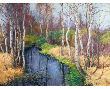 Magnus Weidemann (Hamburg 1880 - Keitum/Sylt 1967). Moorlandschaft. 1934. Öl/Karton, 49 x 64 cm, r. u. monogr. und dat. MW 19