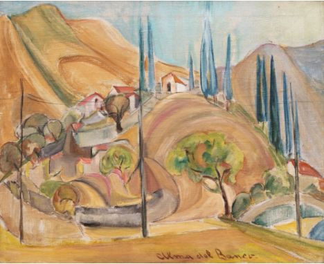 Alma del Banco (Hamburg 1863 - Hamburg 1943). Südliche Landschaft. Um 1932/33. Öl/Lw./Karton, 49,5 x 59 cm, r. u. sign. Alma 