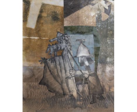 Franz Kaiser (Düren 1888 - Hamburg 1971). Rückkehr des Odysseus. 1963. Collage, 48,5 x 38,5 cm, u. Mitte sign. und dat. Franz