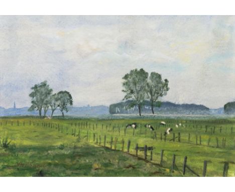 Otto Heinrich Engel (Erbach/Odenwald 1866 - Glücksburg 1949). Norddeutsche Landschaft. Gouache, 21,5 x 30 cm, l. u. sign. Ott