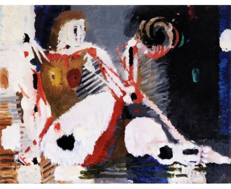 Karl Kluth (Halle/Saale 1898 - Hamburg 1972). Mädchen mit Muschel. 1963. Öl/Hartfaser, 79,5 x 100,5 cm, r. u. monogr. und dat