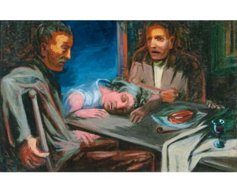 Karl Kluth (Halle/Saale 1898 - Hamburg 1972). Spätes Gespräch. Um 1928, Öl/Lw., 80 x 130 cm. - In diesem frühen Hauptwerk wer