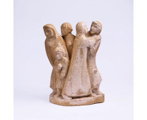 Otto Flath (Staritzke b. Kiew/Ukr. 1906 - Bad Segeberg 1987). Figurengruppe 'Die Familie'. Um 1980. Ulme, geschnitzt. Sign. '
